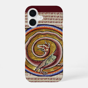 MEDIEVAL BESTIARY, SNAKE DRAGON CIRCLES iPhone 16 CASE