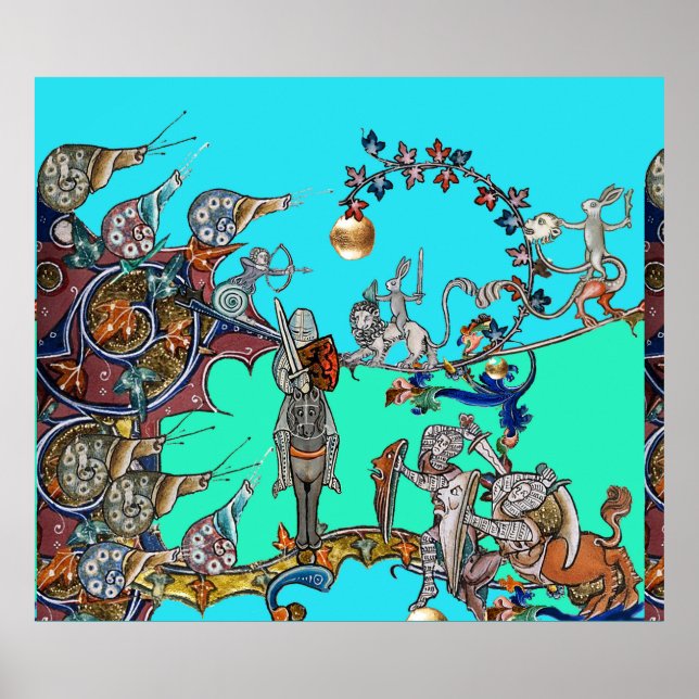 MEDIEVAL BESTIARY WAR, KNIGHTS,GIANT SNAILS Blue Poster (Front)