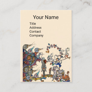 MEDIEVAL BESTIARY WAR, KNIGHTS,GIANT SNAILS Cream Business Card