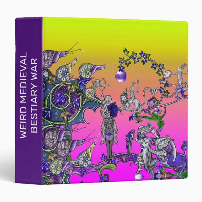 MEDIEVAL BESTIARY WAR, KNIGHTS,GIANT SNAILS Pink Binder (Front/Spine)