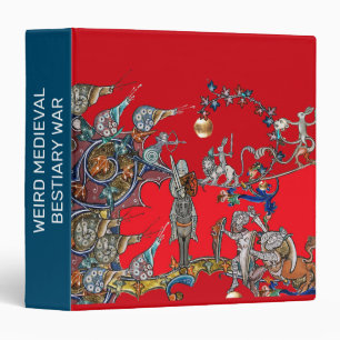 MEDIEVAL BESTIARY WAR, KNIGHTS,GIANT SNAILS Red Binder