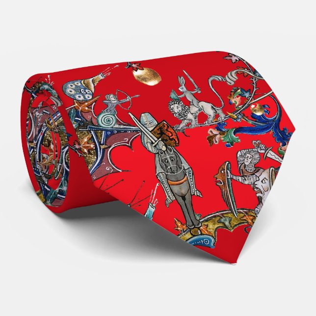 MEDIEVAL BESTIARY WAR,KNIGHTS GIANT SNAILS Red Tie (Rolled)