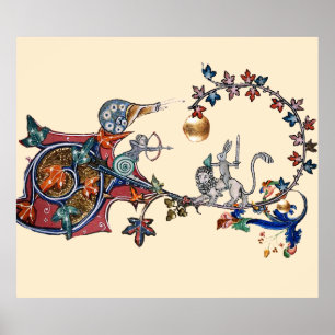 MEDIEVAL BESTIARY WAR Snails ,Killer Rabbit ,Lion Poster