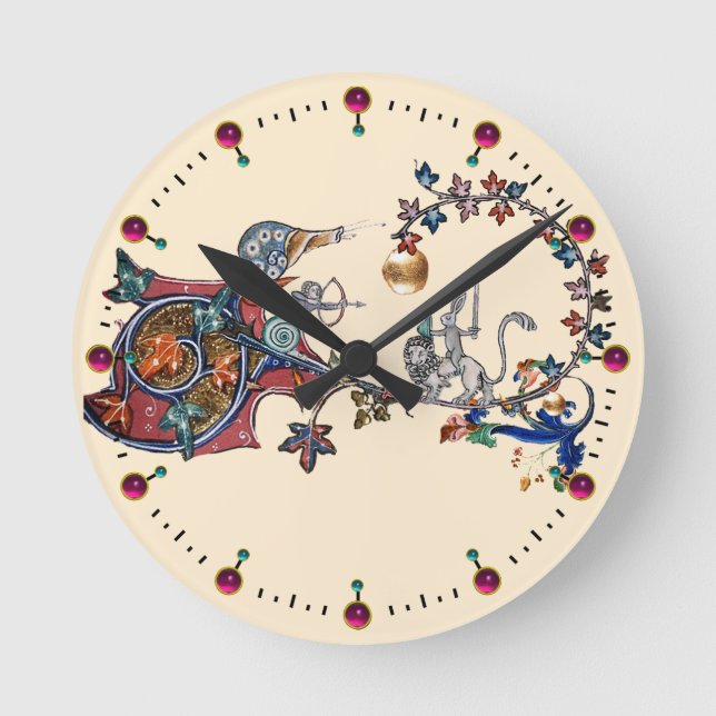 MEDIEVAL BESTIARY WAR Snails ,Killer Rabbit ,Lion Round Clock (Front)
