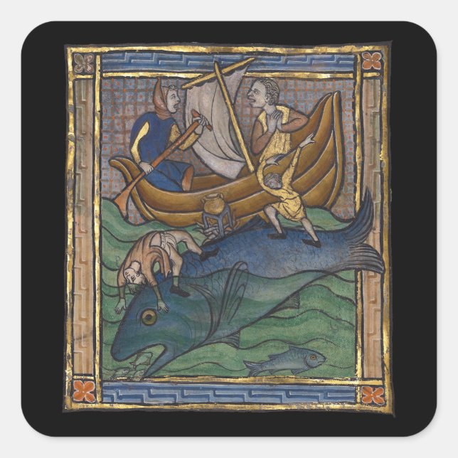 Medieval Bestiary Whale c. 1270 Square Sticker (Front)