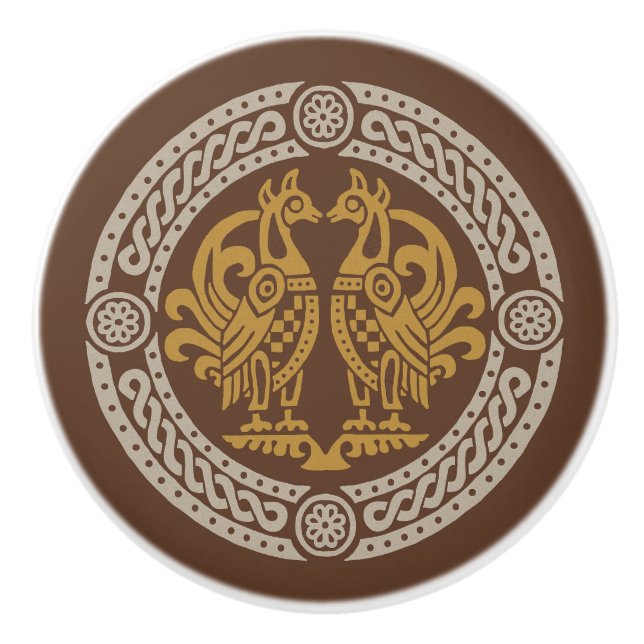 Medieval Birds Ceramic Knob (Front)