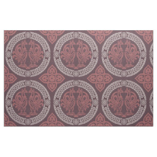 Medieval Birds, Cranberry Red Fabric