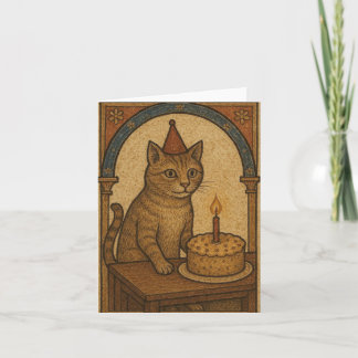 Medieval Birthday Cat Holiday Card