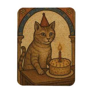 Medieval Birthday Cat Magnet