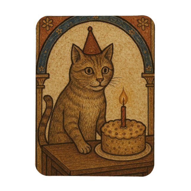 Medieval Birthday Cat Magnet (Vertical)