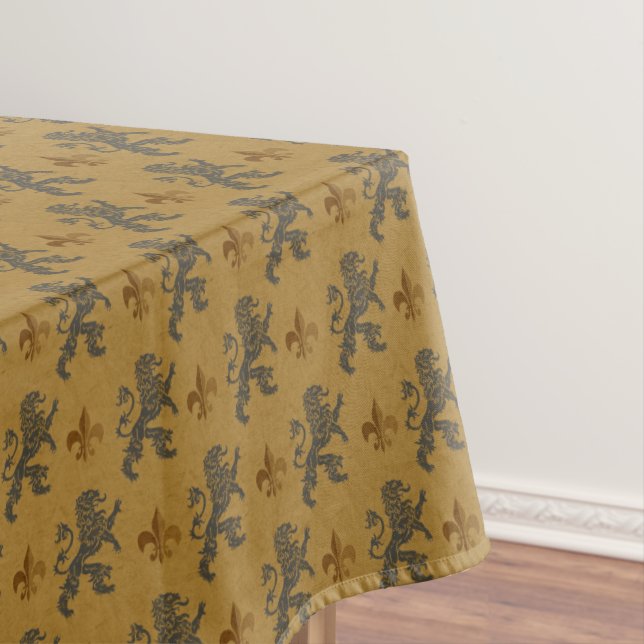 Medieval Black Lions With Fleurs de Lis Tablecloth (In Situ)