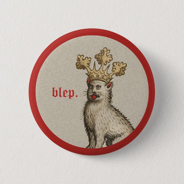 Medieval "Blep" Cat 2 Inch Round Button (Front)
