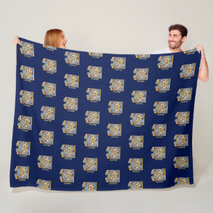Medieval Blue and Red Ivy Illuminated Letter B Fleece Blanket