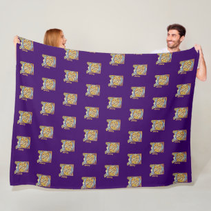 Medieval Blue and Red Ivy Illuminated Letter D Fleece Blanket