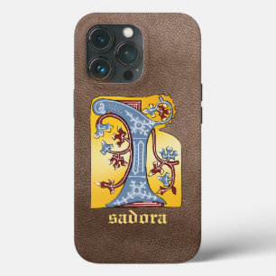 Medieval Blue and Red Ivy Illuminated Letter I iPhone 13 Pro Case
