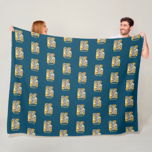 Medieval Blue and Red Ivy Illuminated Letter I Fleece Blanket