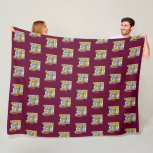 Medieval Blue and Red Ivy Illuminated Letter K Fleece Blanket