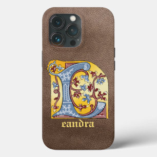Medieval Blue and Red Ivy Illuminated Letter L iPhone 13 Pro Case