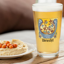 Medieval Blue and Red Ivy Illuminated Letter U