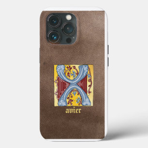 Medieval Blue and Red Ivy Illuminated Letter X iPhone 13 Pro Case