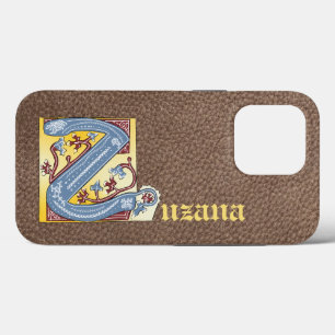 Medieval Blue and Red Ivy Illuminated Letter Z iPhone 13 Pro Case
