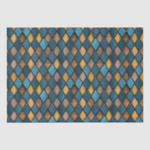 MEDIEVAL BLUE HARLEQUIN WOOD METAL DECOUPAGE TISSUE PAPER