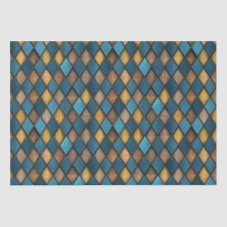 MEDIEVAL BLUE HARLEQUIN WOOD METAL DECOUPAGE TISSUE PAPER