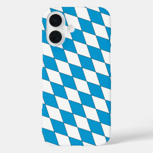 Medieval Blue White Bavaria Lozenges Pattern iPhone 16 Case
