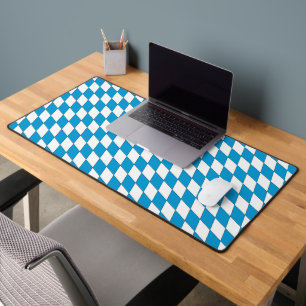Medieval Blue White Bavaria Lozenges Pattern Desk Mat
