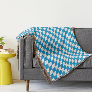 Medieval Blue White Bavaria Lozenges Pattern Throw Blanket