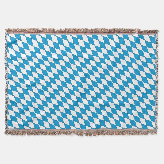 Medieval Blue White Bavaria Lozenges Pattern Throw Blanket (Front)