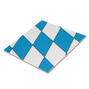 Medieval Blue White Bavaria Lozenges Pattern Tile