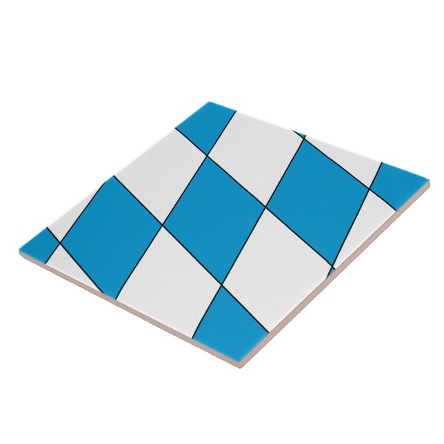 Medieval Blue White Bavaria Lozenges Pattern Tile (Side)
