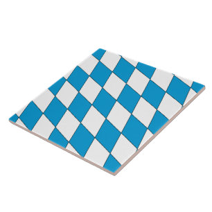 Medieval Blue White Bavaria Lozenges Pattern Tile