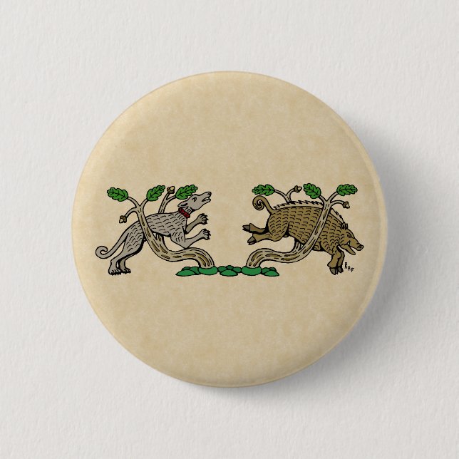 Medieval Boar Hunt 2 Inch Round Button (Front)