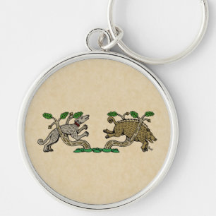 Medieval Boar Hunt Keychain