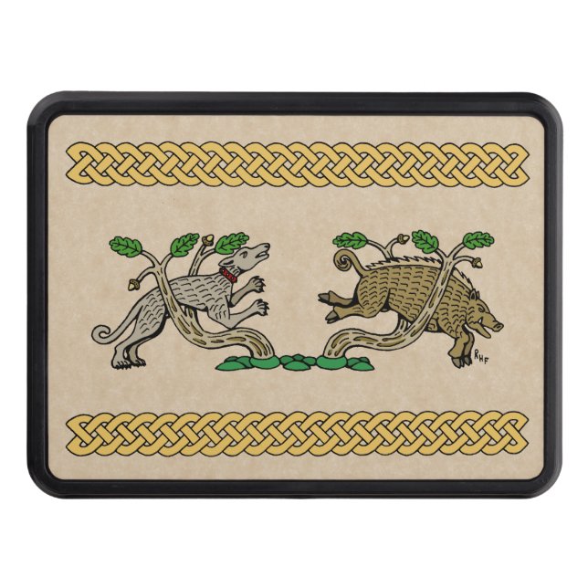Medieval Boar Hunt Trailer Hitch Cover (Front)