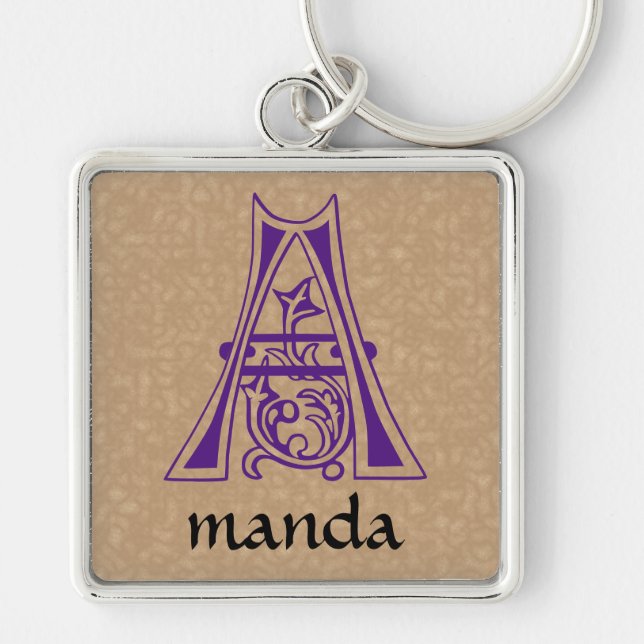 Medieval Botanical Decorative Capital A Keychain (Front)