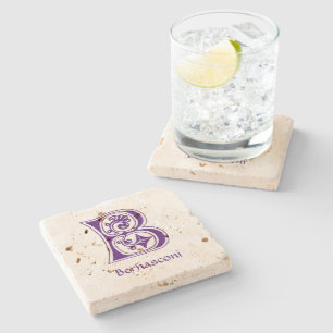 Medieval Botanical Decorative Capital B Stone Coaster