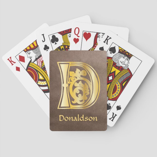 Medieval Botanical Decorative Capital D Playing Cards (Back)