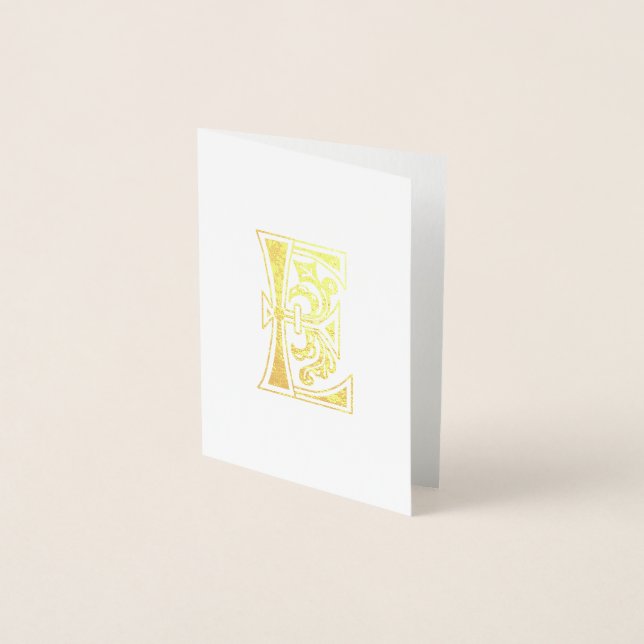 Medieval Botanical Decorative Capital E Foil Card (Front)
