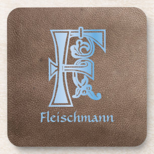 Medieval Botanical Decorative Capital F Coaster