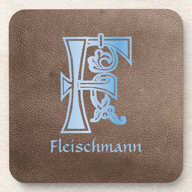 Medieval Botanical Decorative Capital F Coaster (Front)