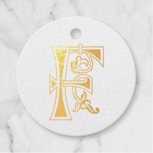 Medieval Botanical Decorative Capital F Favour Tags