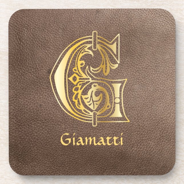 Medieval Botanical Decorative Capital G Coaster (Front)