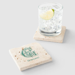 Medieval Botanical Decorative Capital G Stone Coaster