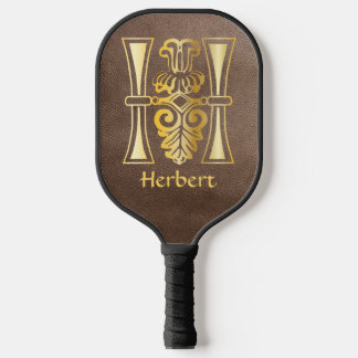 Medieval Botanical Decorative Capital H Pickleball Paddle