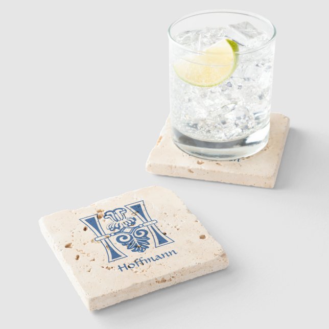 Medieval Botanical Decorative Capital H Stone Coaster (Side)