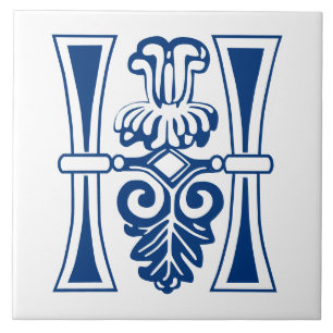 Medieval Botanical Decorative Capital H Tile