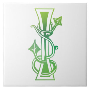 Medieval Botanical Decorative Capital I Tile